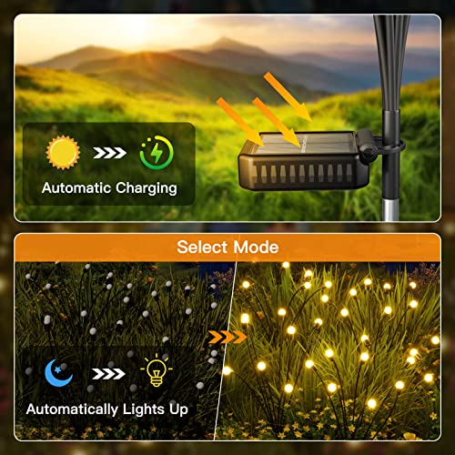 CRILEAL 8LED Solar Powered Firefly Lights,Solar Lights Outdoor Wat...