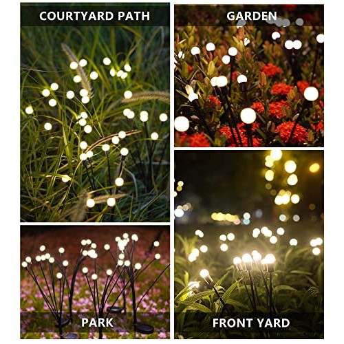 CRILEAL 8LED Solar Powered Firefly Lights,Solar Lights Outdoor Wat...