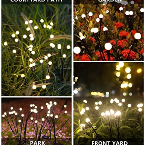 CRILEAL 8LED Solar Powered Firefly Lights,Solar Lights Outdoor Wat...