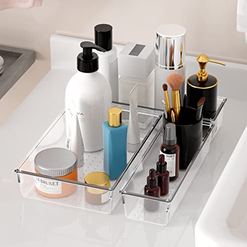 25 PCS Clear Plastic Drawer Organizer Set, Non-Slip/Crack Bathroom...