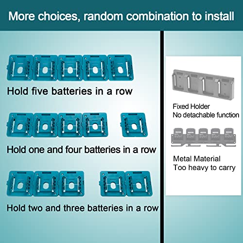 Crivnhar 5 Pack Battery Holder for Makita 18V Battery Mounts Dock ...
