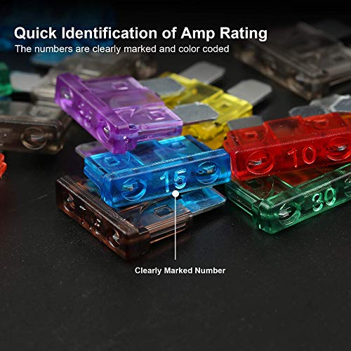 CrocSee 250 Pieces - Car Fuses Assortment Kit, Blade-Type Automoti...