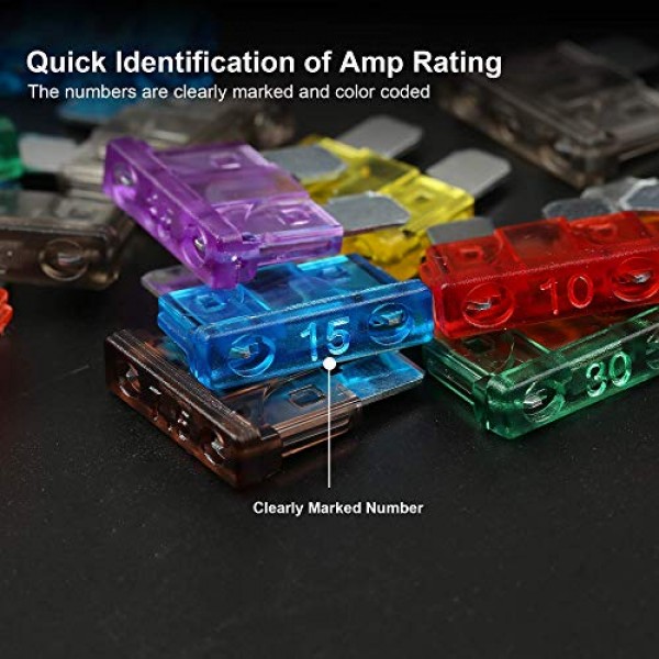 CrocSee 250 Pieces - Car Fuses Assortment Kit, Blade-Type Automoti...