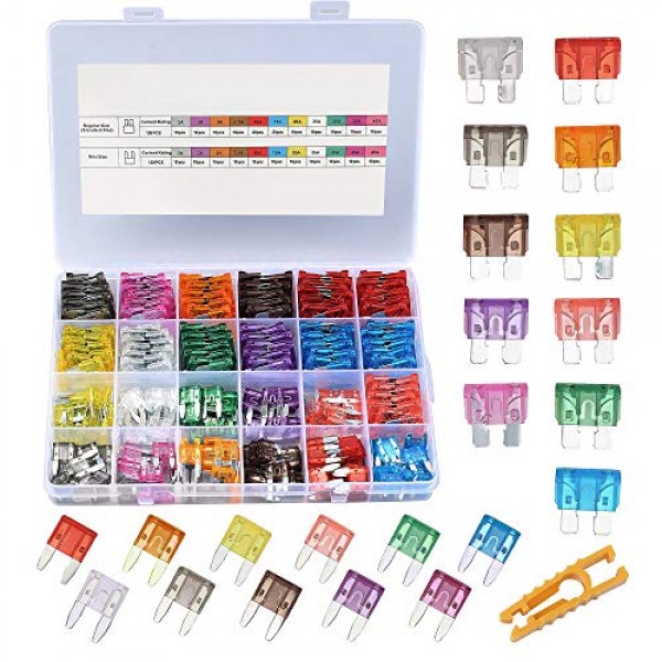 CrocSee 250 Pieces - Car Fuses Assortment Kit, Blade-Type Automoti...