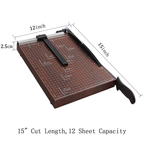 CROFULL 15 Cut Length Professional Guillotine Paper Cutter, 12 Sh...