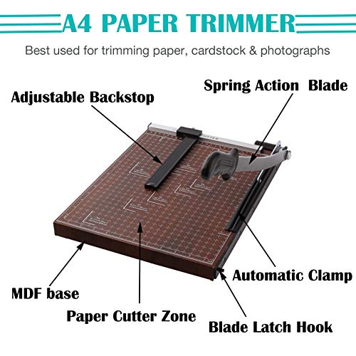 CROFULL 15 Cut Length Professional Guillotine Paper Cutter, 12 Sh...