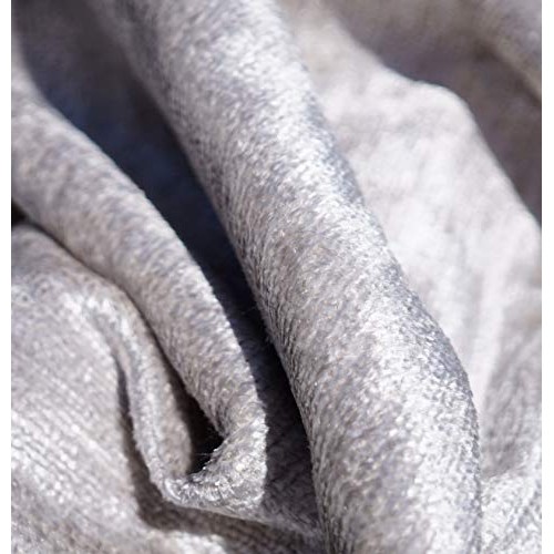 Designer Chenille Upholstery Fabric Silver Gray for Furniture, Sof...