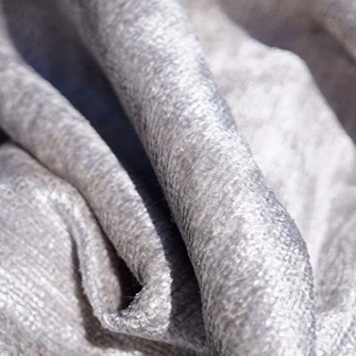 Designer Chenille Upholstery Fabric Silver Gray for Furniture, Sof...