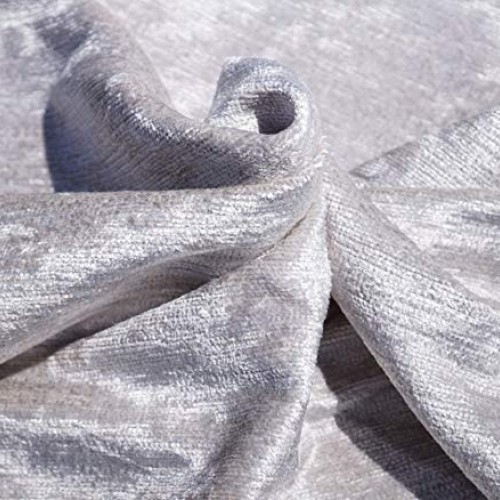 Designer Chenille Upholstery Fabric Silver Gray for Furniture, Sof...