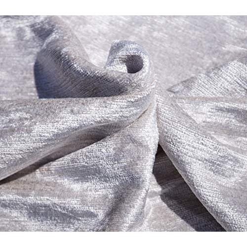 Designer Chenille Upholstery Fabric Silver Gray for Furniture, Sof...