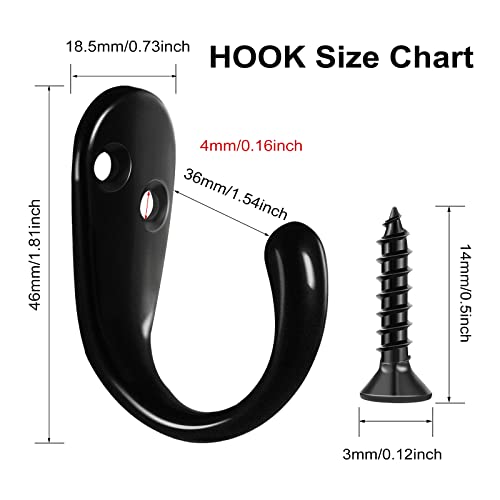 CRXCRC 10pcs Single Prong Robe Hook,Hooks for Hanging,Flat Coat Ho...