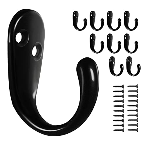 CRXCRC 10pcs Single Prong Robe Hook,Hooks for Hanging,Flat Coat Ho...
