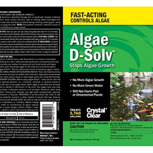 CrystalClear Algae D-Solv - EPA Registered Algaecide - 16 Ounces T...