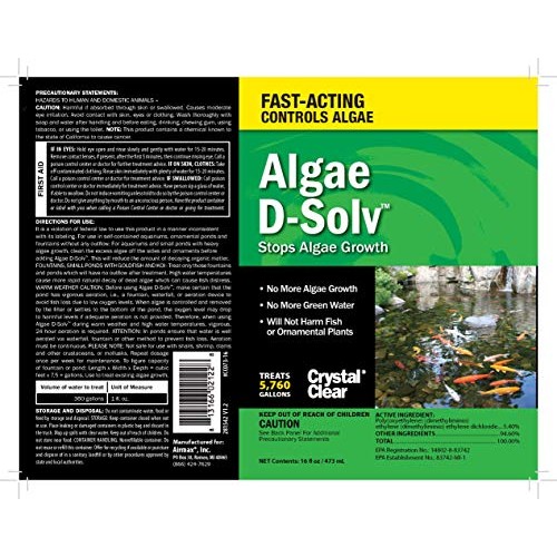 CrystalClear Algae D-Solv - EPA Registered Algaecide - 16 Ounces T...