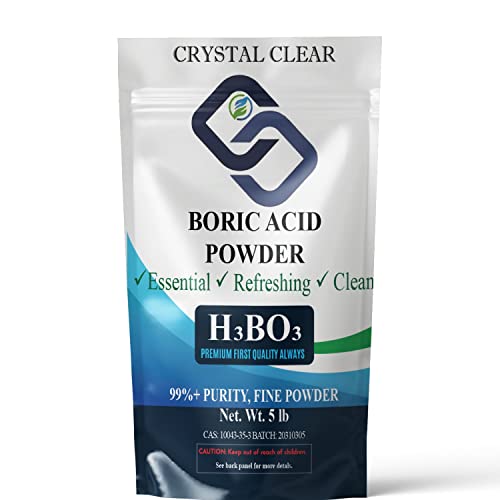 Crystal Clear Boric Acid Powder, Bulk 5lb Bag, for Household Perso...