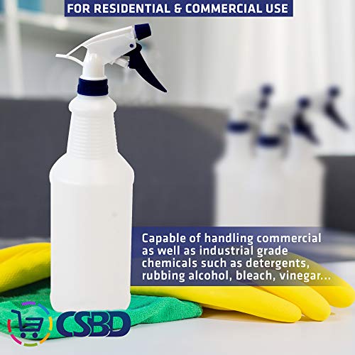 CSBD 32oz Plastic Spray Bottles, Empty and Reusable for Cleaning S...