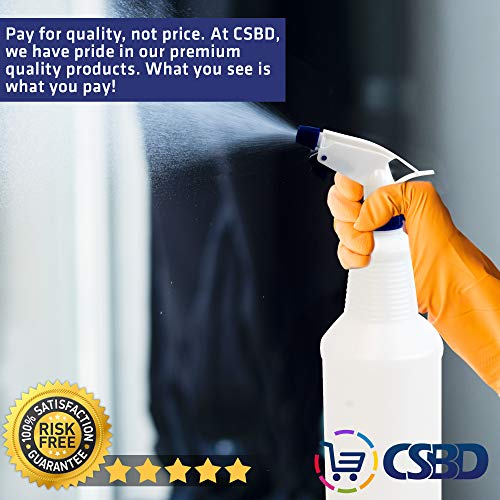 CSBD 32oz Plastic Spray Bottles, Empty and Reusable for Cleaning S...