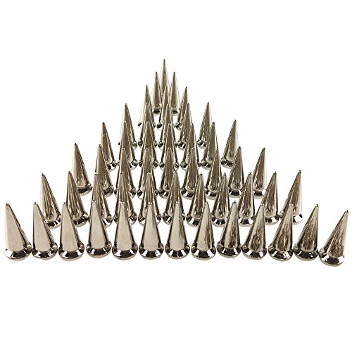50PCS Silvery Cone Spikes Metallic Screw Back Studs DIY Craft Cool...