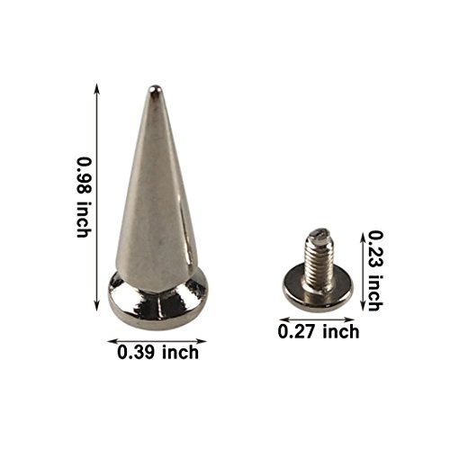 50PCS Silvery Cone Spikes Metallic Screw Back Studs DIY Craft Cool...