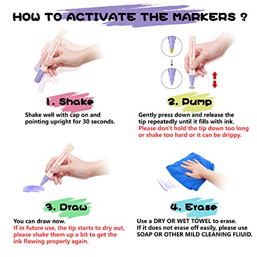 CUHIOY Liquid Chalk Markers for Blackboard Signs, Pastel Chalk Pen...