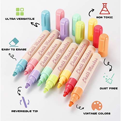 CUHIOY Liquid Chalk Markers for Blackboard Signs, Pastel Chalk Pen...