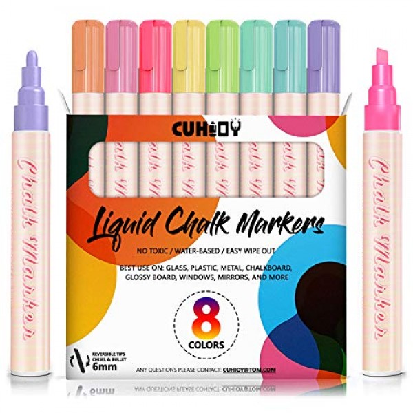 CUHIOY Liquid Chalk Markers for Blackboard Signs, Pastel