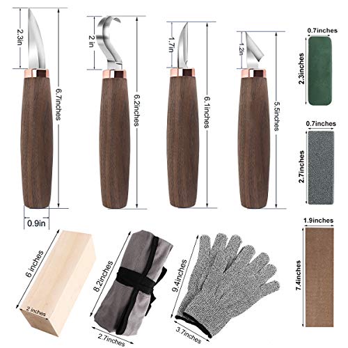 Wood Carving Tools Set of 11- Includes Black Walnut Handle Wood Ca...