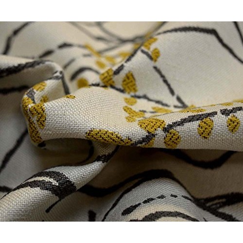 Grey Gold Asian Branch Leaf Upholstery Railroaded Myla Marigold Cu...