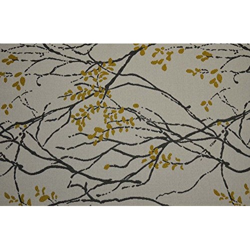 Grey Gold Asian Branch Leaf Upholstery Railroaded Myla Marigold Cu...