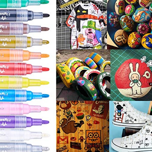 Acrylic Pens Marker Pens, 24 Colors Waterproof Suitable for Wood, ...