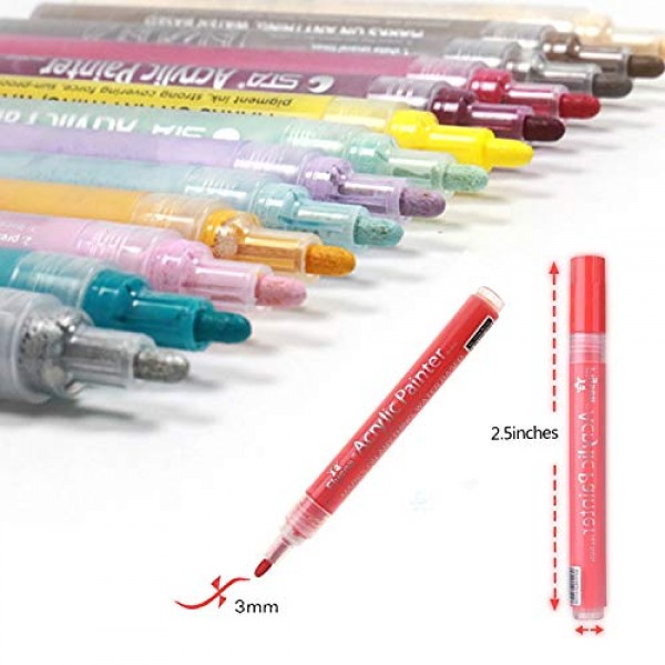 Acrylic Pens Marker Pens, 24 Colors Waterproof Suitable for Wood, ...