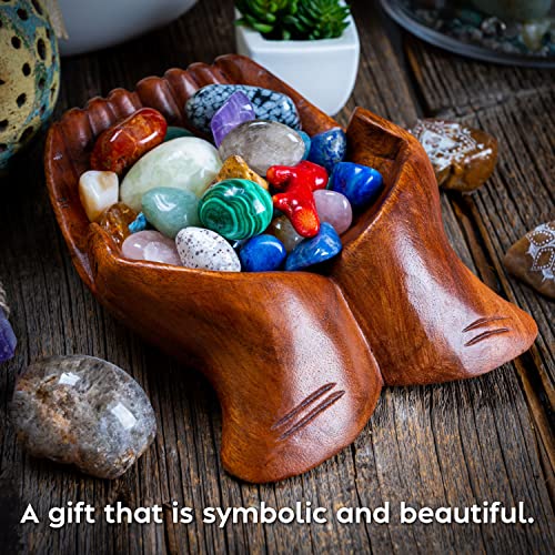 Curawood Carved Hands Offering Bowl - Showcase Your Healing Stones...