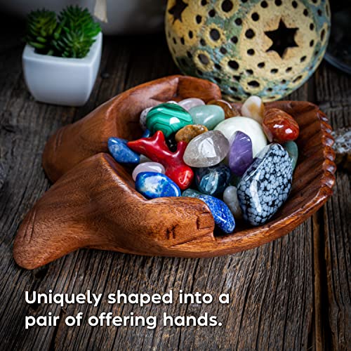 Curawood Carved Hands Offering Bowl - Showcase Your Healing Stones...
