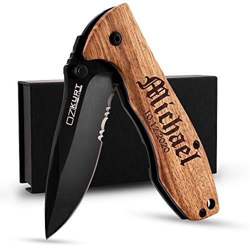 Engraved Pocket Knives for Men | Choose Between 20 Font | Personal...