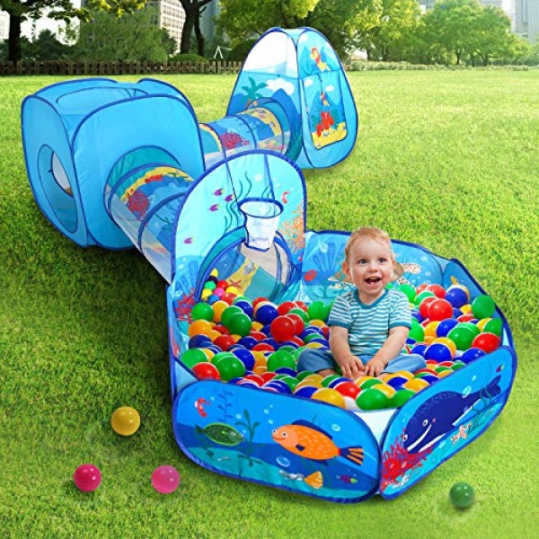 CUTE STONE Ball Pit Tunnels and Play Tent for Toddlers, Baby Playh...