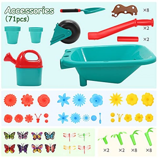 CUTE STONE Kids Gardening Tool Set, Garden Toys with Wheelbarrow, ...