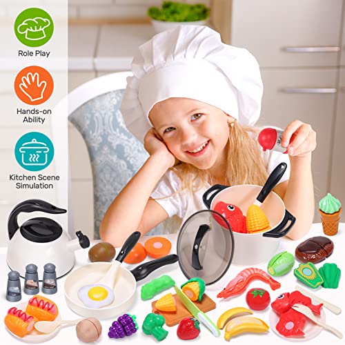 CUTE STONE Play Kitchen Accessories Toy, Play Food Sets for Kids K...