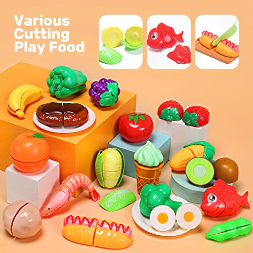 CUTE STONE Play Kitchen Accessories Toy, Play Food Sets for Kids K...
