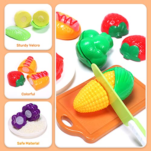 CUTE STONE Play Kitchen Accessories Toy, Play Food Sets for Kids K...