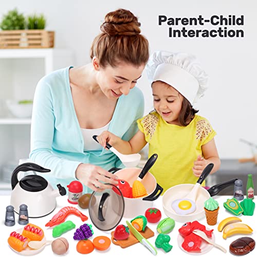CUTE STONE Play Kitchen Accessories Toy, Play Food Sets for Kids K...