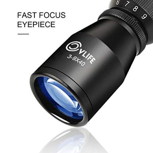CVLIFE 3-9x40 Optics R4 Reticle Crosshair Scope with 20mm Free Mounts