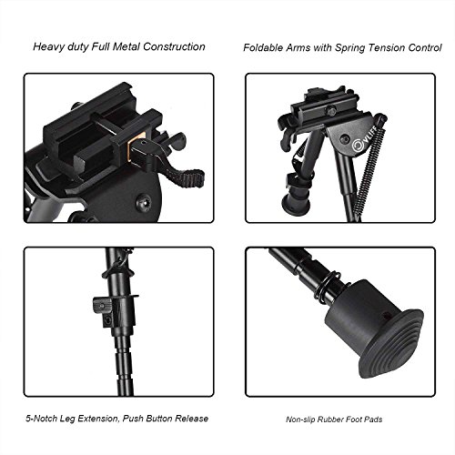 CVLIFE 6-9 Inches Rifle Bipod,Tactical Bipod with Quick Release Pi...