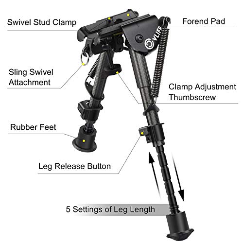 CVLIFE Carbon Fiber Bipod with Picatinny Rail Adapter 6-9 Inches R...