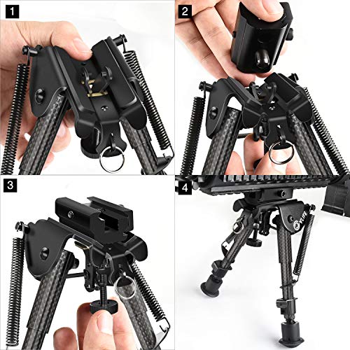 CVLIFE Carbon Fiber Bipod with Picatinny Rail Adapter 6-9 Inches R...
