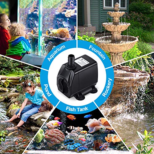 CWKJ Fountain Pump, 880GPH Submersible Water Pump, Durable 60W Out...