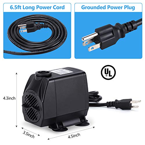 CWKJ Fountain Pump, 880GPH Submersible Water Pump, Durable 60W Out...