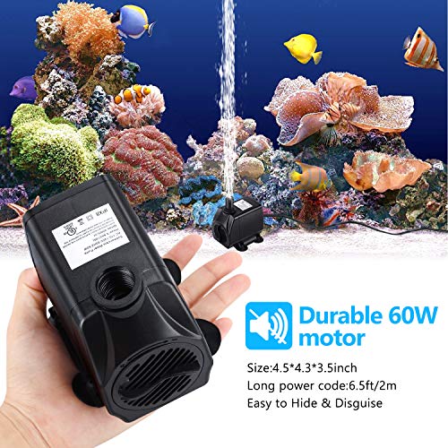 CWKJ Fountain Pump, 880GPH Submersible Water Pump, Durable 60W Out...