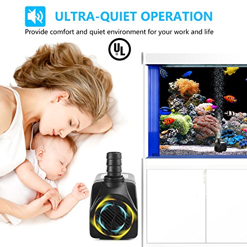 Fountain Pump, 400GPH25W 1500L/H Submersible Water Pump, Durable...