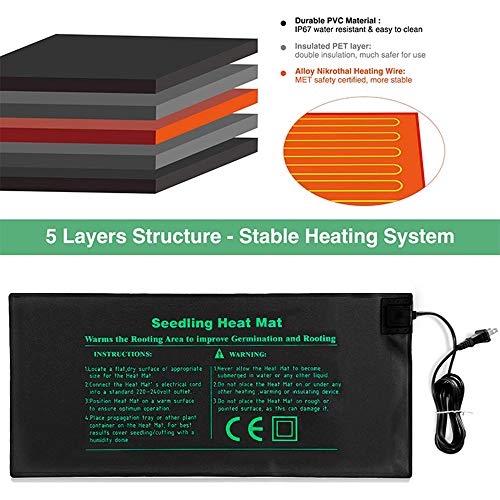 Waterproof Seedling Heat Mat 20.47x9.45in Plant Seed Germination P...