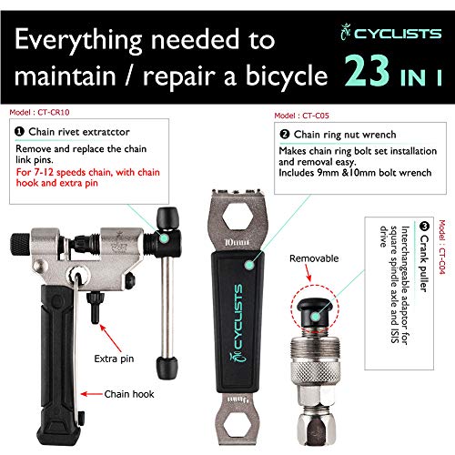 23 Piece Bike Tool Kit - Bicycle Repair Tool Box Compatible - Moun...